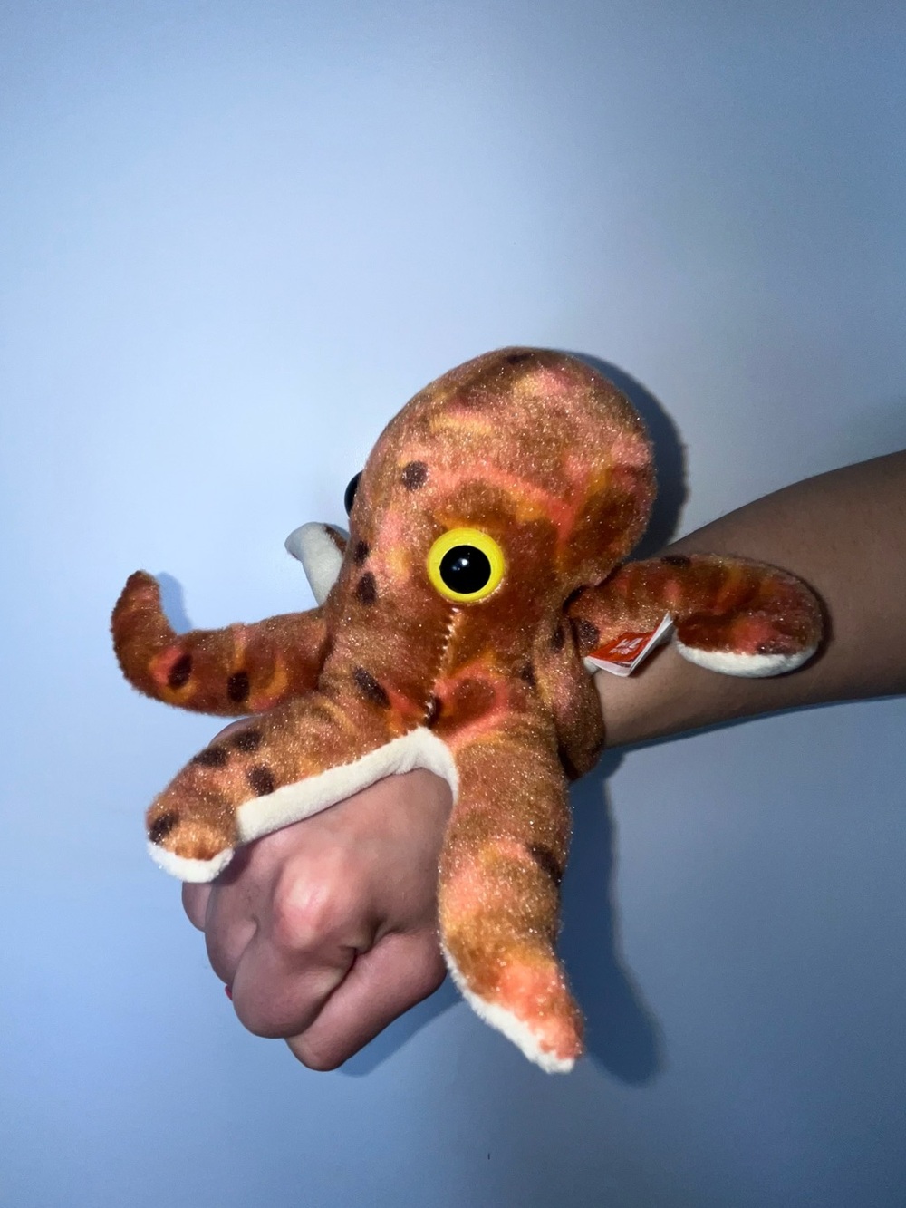 Wild Republic Huggers Octopus Plush Toy Wearable Slap Bracelet Orange Yellow Eye